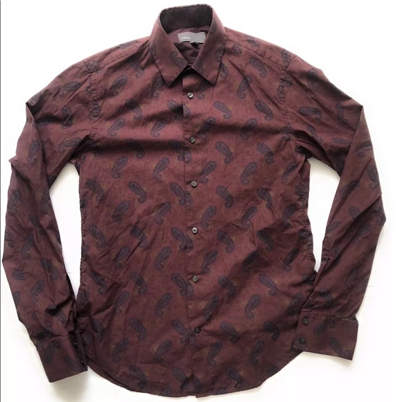 Vince Other - VINCE. Men's Maroon Paisley Dress Shirt EUC